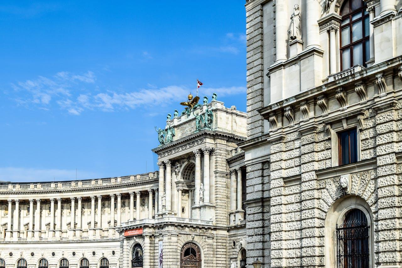 Historic building, blue sky.